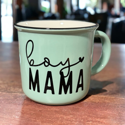 Boy Mama 12oz Teal Blue Ceramic Mug